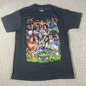 Disney Villains Charcoal Gray Graphic Tshirt Medium 50/50 Cotton Poly Mad Engine